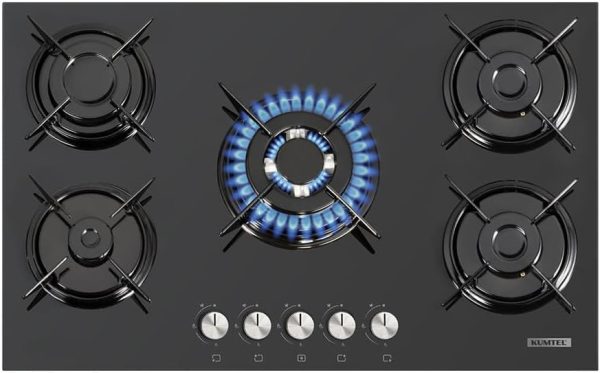 كومتييل سطح بلت ان غاز زجاج مقسي تركي 5 عيون 52*90 سم اسود شبك عريض C9-50BTF-H