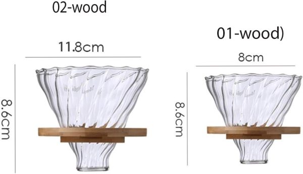 ⁦SHAR V60 Glass Dripper, Pour Over Coffee Maker, Reusable Filter Cone, Eco-Friendly, Suitable for Home or Office, Fits All Coffee Cups & Mugs, Clear, Modern, Manual, 1 Count⁩ - الصورة ⁦3⁩