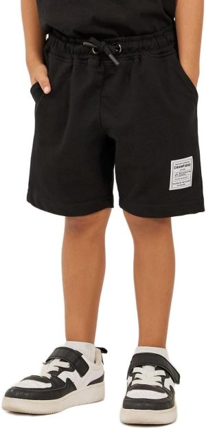 Styli Boys Badge Detail Drawstring Waist Shorts With Side And Back Pockets
