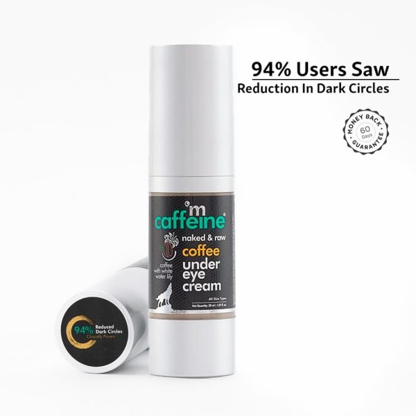 ⁦mCaffeine Coffee Under Eye Cream for Dark Circles for Women & Men with Free Eye Roller | 94% Reduction in Dark Circles, Reduces Puffiness and Fine Lines | With Vitamin E and Hyaluronic Acid (30ml)⁩ - الصورة ⁦3⁩