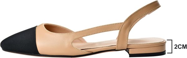 ⁦Debaishi Slingback Flat Pumps for Women,Chunky Heels Round Toe Two Toned Casual Slingback Sandals Fashion Dress Low Heel Sandals⁩ - الصورة ⁦2⁩
