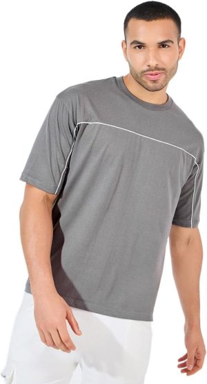 Styli Men Contrast Seam Piping Detail Oversized T-Shirt