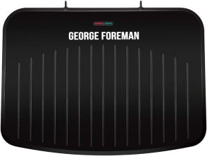 George Foreman Large Electric Fit Grill [Non stick, Healthy, Griddle, Toastie, Hot plate, Panini, BBQ, Energy saving, Vertical storage, Easy clean, Drip tray, Ready to cook light] Black, 2400W 25820