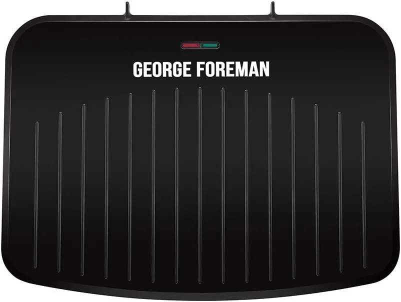 George Foreman Large Electric Fit Grill [Non stick, Healthy, Griddle, Toastie, Hot plate, Panini, BBQ, Energy saving, Vertical storage, Easy clean, Drip tray, Ready to cook light] Black, 2400W 25820