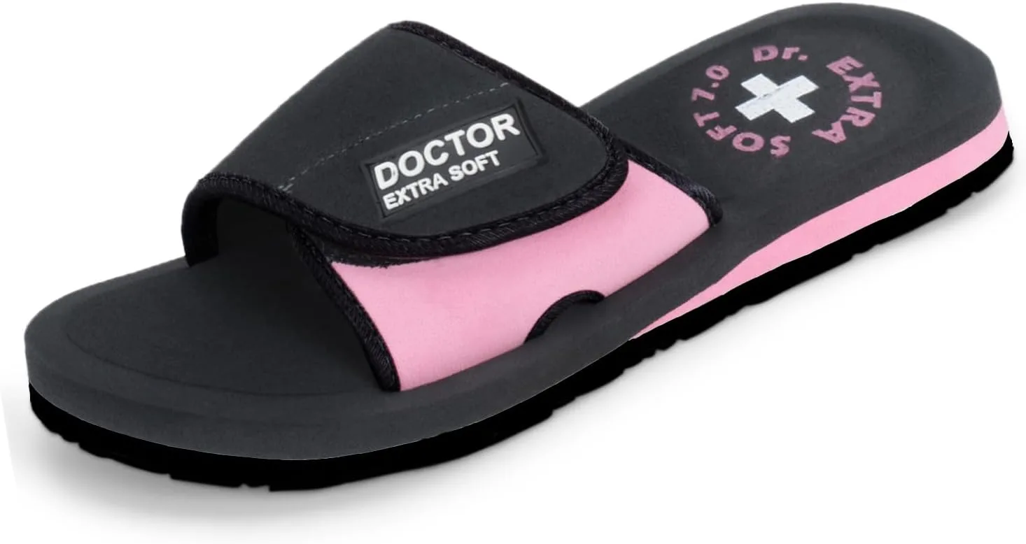 DOCTOR EXTRA SOFT Women's Care Orthopaedic and Diabetic Adjustable Strape Super Comfort Dr Sliders Flipflops and House Slippers for Women?s and Girl?s Slides D-52