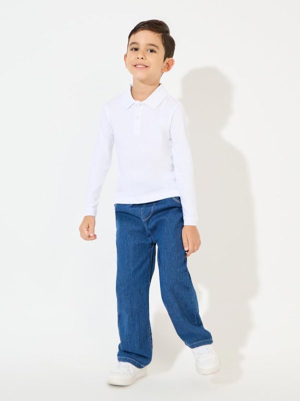 ⁦Styli Boys Basic Polo T-Shirt With Long Sleeves⁩ - الصورة ⁦3⁩