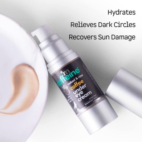 ⁦mCaffeine Coffee Under Eye Cream for Dark Circles for Women & Men with Free Eye Roller | 94% Reduction in Dark Circles, Reduces Puffiness and Fine Lines | With Vitamin E and Hyaluronic Acid (30ml)⁩ - الصورة ⁦4⁩