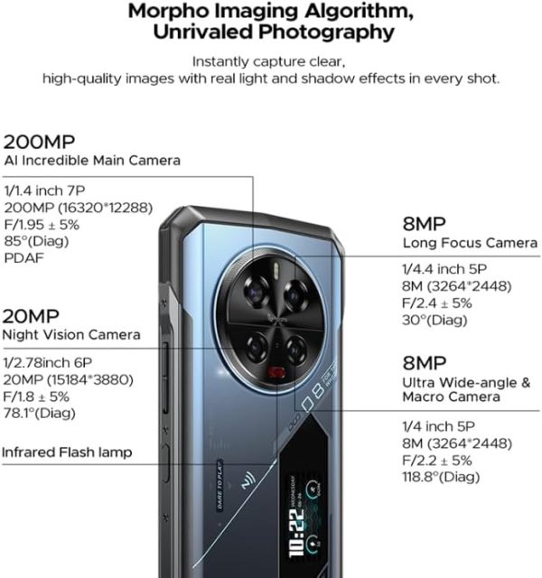 ⁦Doo.goo V40 Pro Rugged Phone, 16GB + 512GB, 6.78-inch Android 14 Dimensity 7300 Octa-Core Processor, 5G, OTG, NFC (Silver)⁩ - الصورة ⁦4⁩