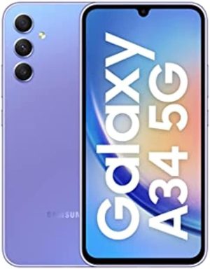 SAMSUNG Galaxy A34 5G + 4G LTE 128GB + 6GB Unlocked Worldwide 6.6 120Hz 48MP Triple Camera Awesome Violet SM-A346M