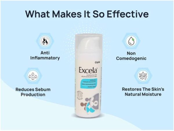 ⁦Cipla Excela Moisturiser For Oily & Acne Prone Skin, 50G⁩ - الصورة ⁦2⁩