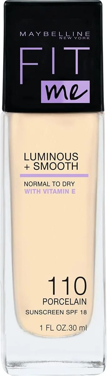Maybelline New York Fit Me! Liquid Make-up, Gel-Liquid, Skin Foundation Concealer, Foundation, No. 110 Porcelain