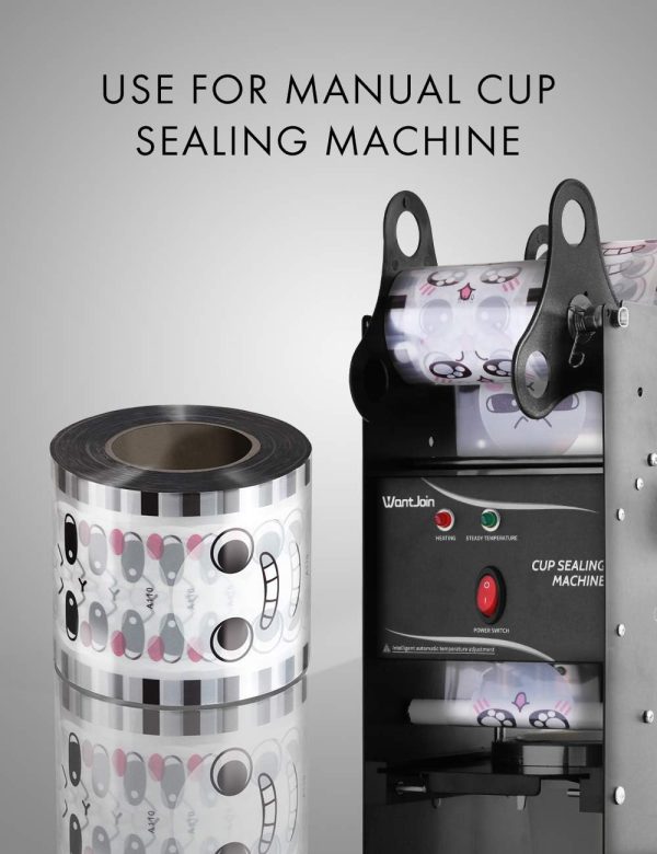 ⁦WantJoin Cup Sealing Film Tea Cup Sealing Film Boba Cup Sealer Film 90-105 mm 3000 Cups for PP Plastic and Paper Cups⁩ - الصورة ⁦4⁩