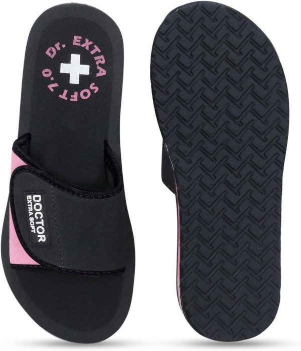⁦DOCTOR EXTRA SOFT Women's Care Orthopaedic and Diabetic Adjustable Strape Super Comfort Dr Sliders Flipflops and House Slippers for Women?s and Girl?s Slides D-52⁩ - الصورة ⁦7⁩