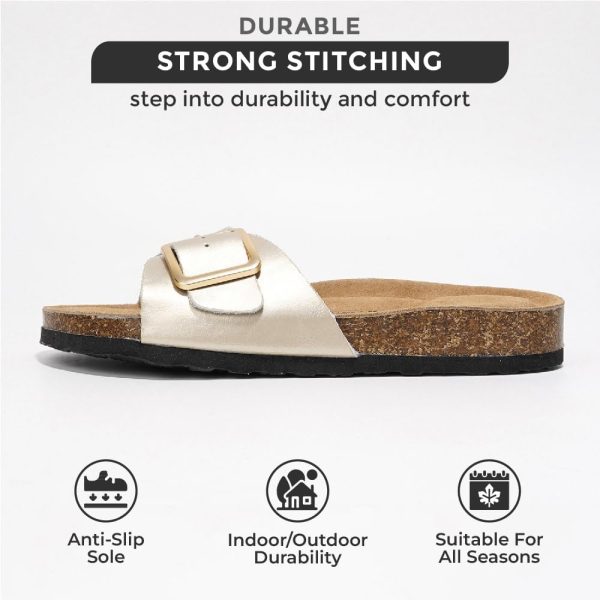 ⁦Project Cloud 100% Genuine Leather Sandals Women Dressy Summer Beach Essentials - Flip Flops & Slides for Women w/Memory Foam Insole Womens Sandals Comfortable - Women Footwear⁩ - الصورة ⁦3⁩