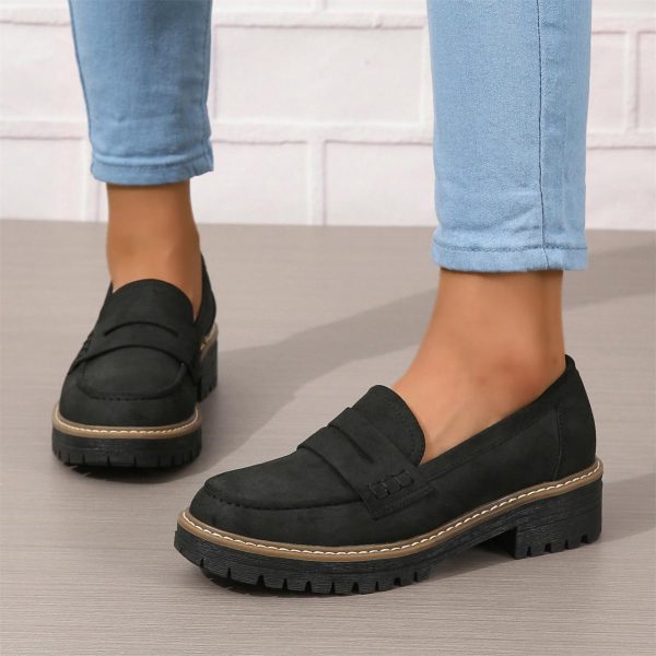 ⁦Womens Loafers Shoes Platform Chunky Penny Loafer Lug Sole Comfortable Slip On Work Office Business Casual Dress Shoes, US Size 5-11⁩ - الصورة ⁦3⁩
