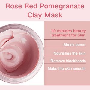 قناع طين بالرمان الوردي الأحمر وجه مرطب يحتوي على الكاولين لإزالة الرؤوس السوداء وتقليل المسام وترطيب البشرة وتنظيفها بعمق للحصول بشرة ناعمة ومثالي لروتين الجمال والعناية بالبشرة من تيريفي، جاف