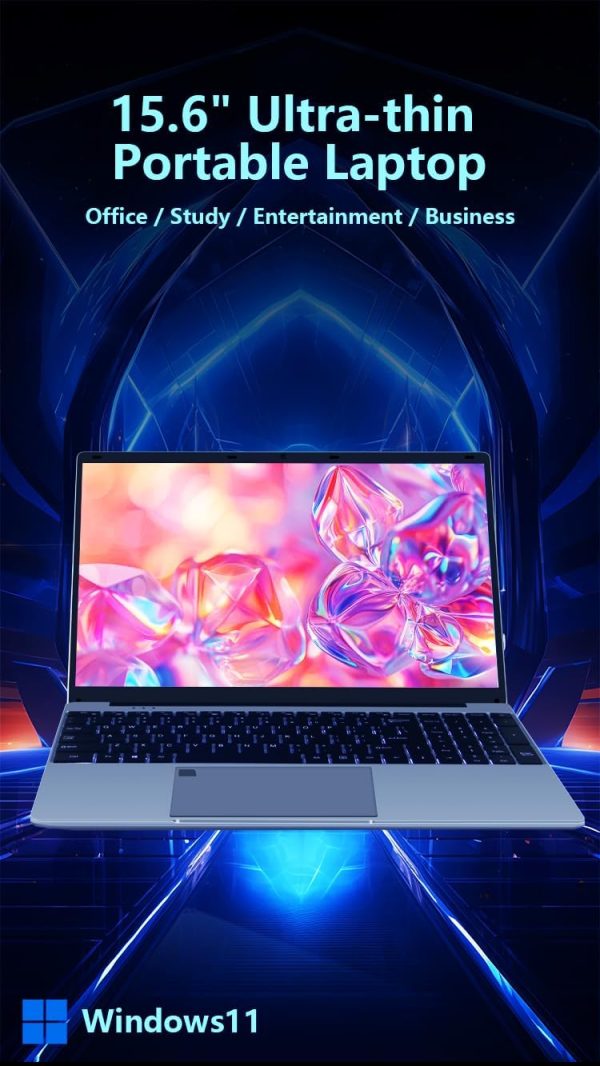 ⁦لابتوب 16 انش، انتل سيليرون N5095 رباعي النواة 2.0GHz، 8GB DDR4، 256GB SSD، شاشة FHD IPS، ويندوز 11، خفيف الوزن ومحمول، كاميرا ويب، واي فاي، بلوتوث، فتح بصمة الاصبع، مثالي للعمل والدراسة⁩ - الصورة ⁦2⁩