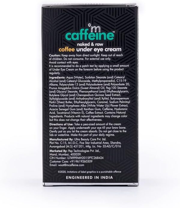 ⁦mCaffeine Coffee Under Eye Cream for Dark Circles for Women & Men with Free Eye Roller | 94% Reduction in Dark Circles, Reduces Puffiness and Fine Lines | With Vitamin E and Hyaluronic Acid (30ml)⁩ - الصورة ⁦8⁩