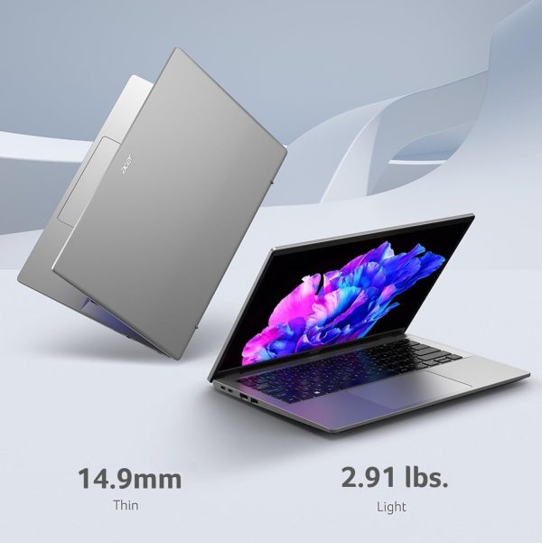⁦ايسر لابتوب سويفت جو 14 انتل ايفو رفيع وخفيف الوزن شاشة OLED انش 2880 × 1800 90Hz | فتح تجارب الذكاء الاصطناعي | معالج كور الترا 7 155H | ARC | 16GB LPDDR5X | 1TB SSD | SFG14-72-72YK⁩ - الصورة ⁦14⁩