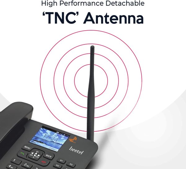⁦هوائي تي ان سي F5 4G بشاشة LCD ملونة عالي الاداء وقابل للفصل يدعم 4G فولت و3G و2G وراديو اف ام وبلوتوث وقرص سريع 4 ذاكرة مباشرة ومنبه وآلة حاسبة اساسية من بيتل (اسود)⁩ - الصورة ⁦8⁩