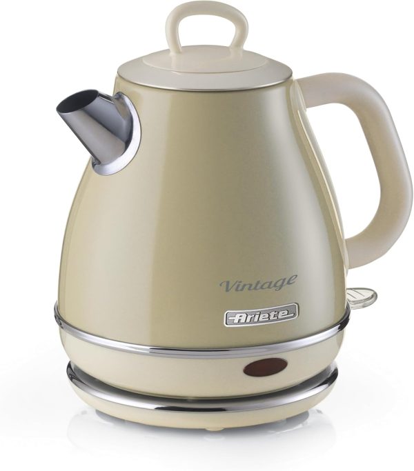 Ariete Beige Small 1 Litre Vintage Cone Style Electric Kettle Retro, 2868/03