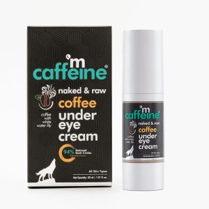 mCaffeine Coffee Under Eye Cream for Dark Circles for Women & Men with Free Eye Roller | 94% Reduction in Dark Circles, Reduces Puffiness and Fine Lines | With Vitamin E and Hyaluronic Acid (30ml)