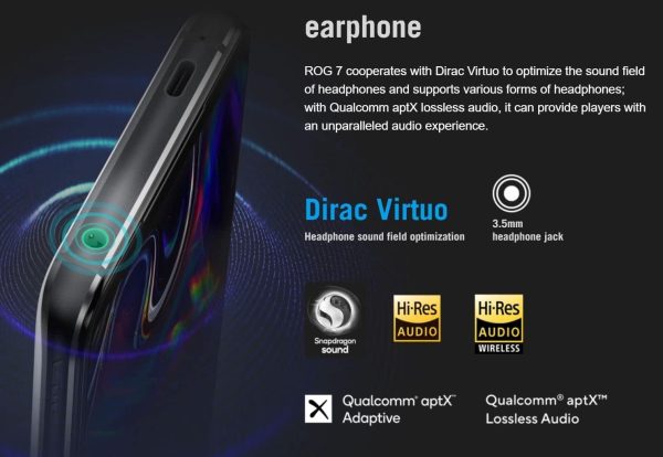 ⁦اسس هاتف روج 7 5G ثنائي 256 جيجابايت وذاكرة رام 8 غير مغلق من المصنع GSM فقط | بدون CDMA - متوافق مع فيريزون/سبرينت اصدار تينسنت - اسود بشريحتين⁩ - الصورة ⁦3⁩