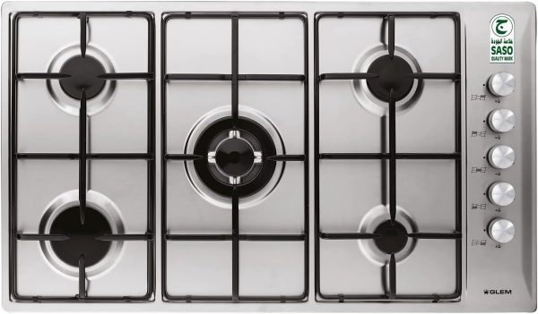 Glem Gas Hob with 5 Burner | Model No P9LV5I with 2 Years Warranty