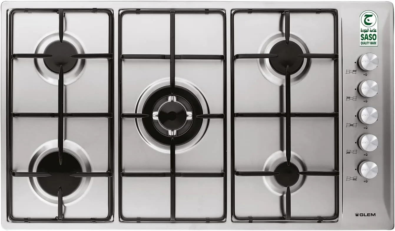 Glem Gas Hob with 5 Burner | Model No P9LV5I with 2 Years Warranty