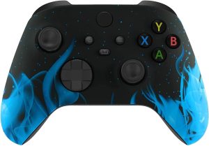 Premium Controllerz Xbox Soft Touch Design Custom Gaming -Soft Shell for Comfort Grip - Blue Flames