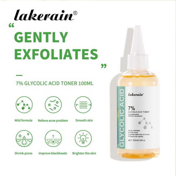 ⁦Azonee Glycolic Acid Toner, Glycolic Acid 7% Toning Solution, 100ml Glycolic Acid 7% Exfoliating Toner, Glycolic Acid Serum, Gently Exfoliates,Smooths Skin Texture,Control Skin Water and Oil Balance⁩ - الصورة ⁦2⁩