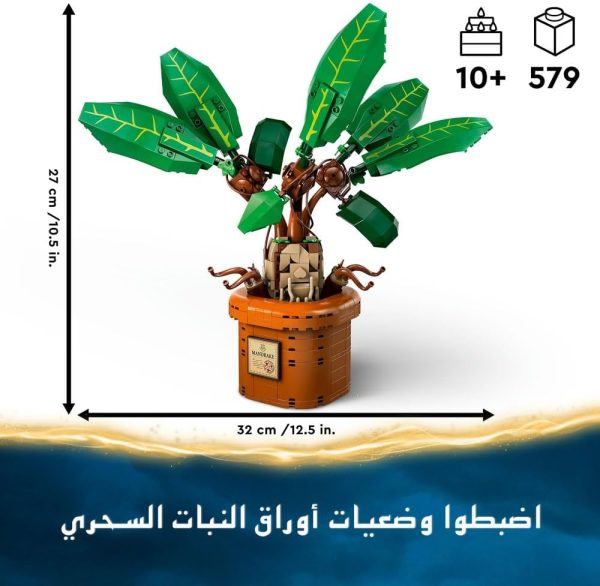 ⁦LEGO Harry Potter Mandrake Plant Toy Figure and Pot, Magical Set, Wizarding World Gift Idea for Girls, Boys and Fans, Imaginative Kids, Bedroom Decoration or Desk Accessory 76433⁩ - الصورة ⁦3⁩