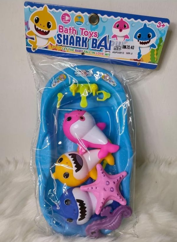 ⁦Adventure Shark Baby Bath Toy Set, Colorful Shark Figures , Ages 3+⁩ - الصورة ⁦2⁩