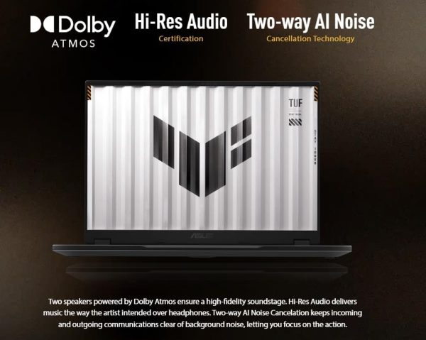 ⁦كمبيوتر ألعاب TUF FA401WV-RG011W، معالج 12 نواة AMD رايزن 9 HX370/ شاشة 14 بوصة 2.5K (2560×1600) و465 هرتز، رام 32 جيجا DDR5 وذاكرة مستديمة SSD، انفيديا RTX4060 8 جيجابايت DDR6)، كيبورد عربي انجليزي⁩ - الصورة ⁦5⁩