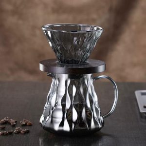 طقم تقطير v60 اسود متعرج