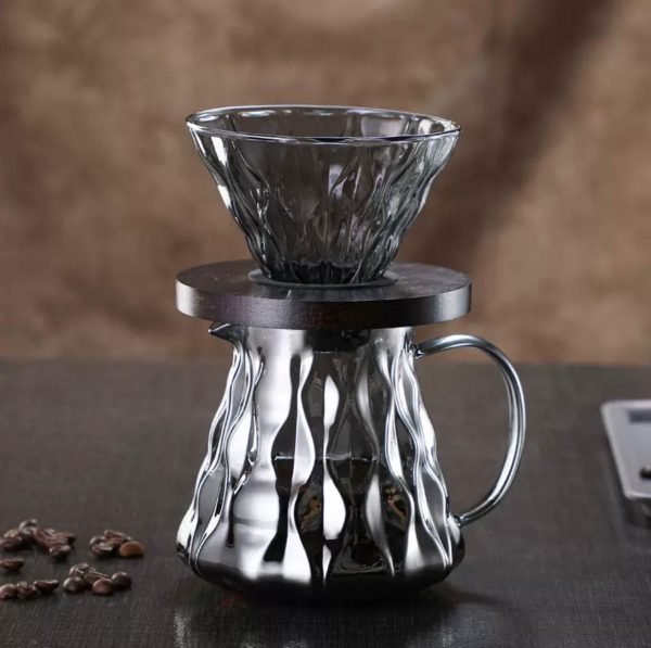 طقم تقطير v60 اسود متعرج