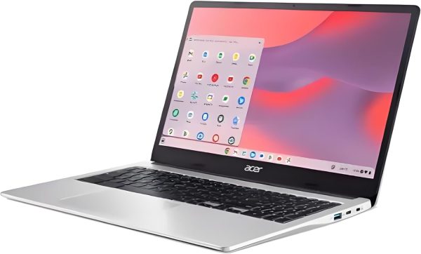 ⁦ايسر لابتوب كروم بوك 315 بشاشة 15.6 انش HD ومعالج انتل بنتيوم N6000 4GB LPDDR4X 128GB eMMC مع حافظة واقية - فضي⁩ - الصورة ⁦2⁩