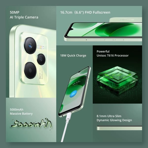 ⁦ريلمي هاتف ذكي C35 ثنائي شرائح الاتصال بذاكرة روم 128GB - RAM 4GB جي اس ام فقط | بدون سي دي ايه 4G/LTE غير مغلق من المصنع اخضر متوهج - اصدار عالمي⁩ - الصورة ⁦4⁩