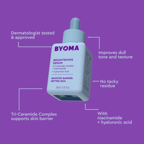 ⁦BYOMA Brightening Serum - Barrier Repair Serum - Brightening & Hydrating Face Serum with Hyaluronic Acid, Niacinamide & Ceramides - Hyaluronic Acid Serum For Face, Glowing, Radiant Skin - 1.01 fl. oz⁩ - الصورة ⁦4⁩