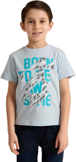 REDTAG Boys Blue Printed T-shirt