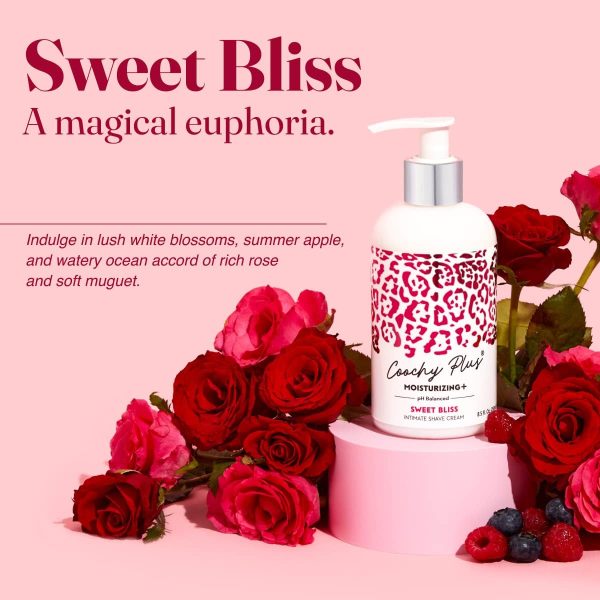 ⁦Coochy Plus Intimate Shaving Cream SWEET BLISS For Pubic, Bikini Line, Armpit - Rash-Free With Patent-Pending MOISTURIZING+ Formula Prevents Razor Burns & Bumps, In-Grown Hairs (Bottle 8.5oz)⁩ - الصورة ⁦5⁩