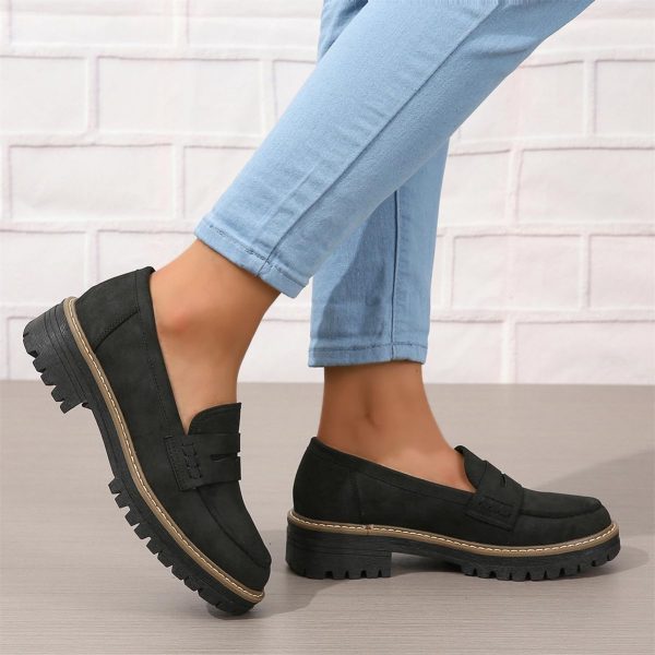 ⁦Womens Loafers Shoes Platform Chunky Penny Loafer Lug Sole Comfortable Slip On Work Office Business Casual Dress Shoes, US Size 5-11⁩ - الصورة ⁦5⁩