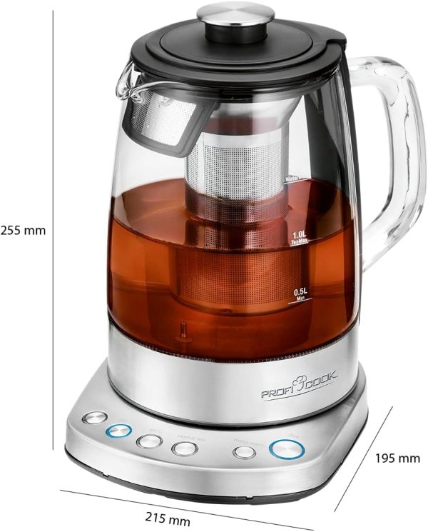 ⁦Profi Cook PC-WKS 1167G 1.5L 2200W WiFi Tea Maker Kettle, Stainless Steel, Berry⁩ - الصورة ⁦8⁩