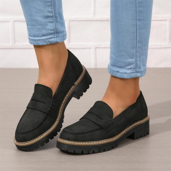 ⁦Womens Loafers Shoes Platform Chunky Penny Loafer Lug Sole Comfortable Slip On Work Office Business Casual Dress Shoes, US Size 5-11⁩ - الصورة ⁦4⁩