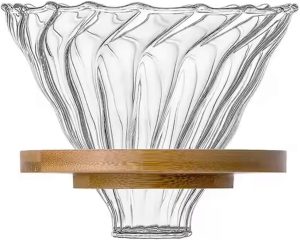 SHAR V60 Glass Dripper, Pour Over Coffee Maker, Reusable Filter Cone, Eco-Friendly, Suitable for Home or Office, Fits All Coffee Cups & Mugs, Clear, Modern, Manual, 1 Count