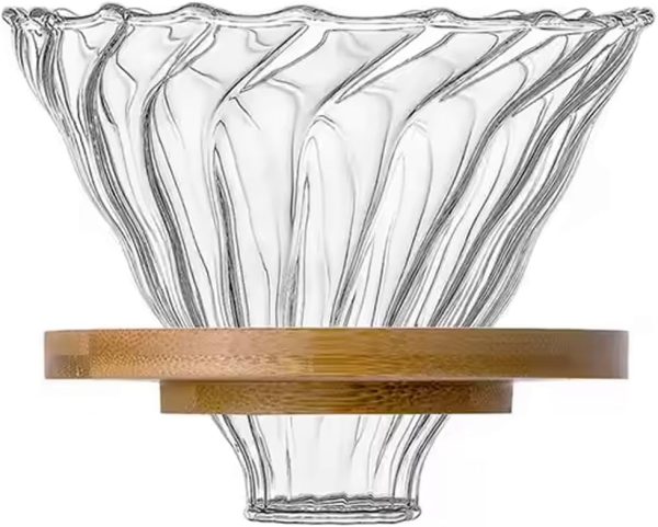SHAR V60 Glass Dripper, Pour Over Coffee Maker, Reusable Filter Cone, Eco-Friendly, Suitable for Home or Office, Fits All Coffee Cups & Mugs, Clear, Modern, Manual, 1 Count