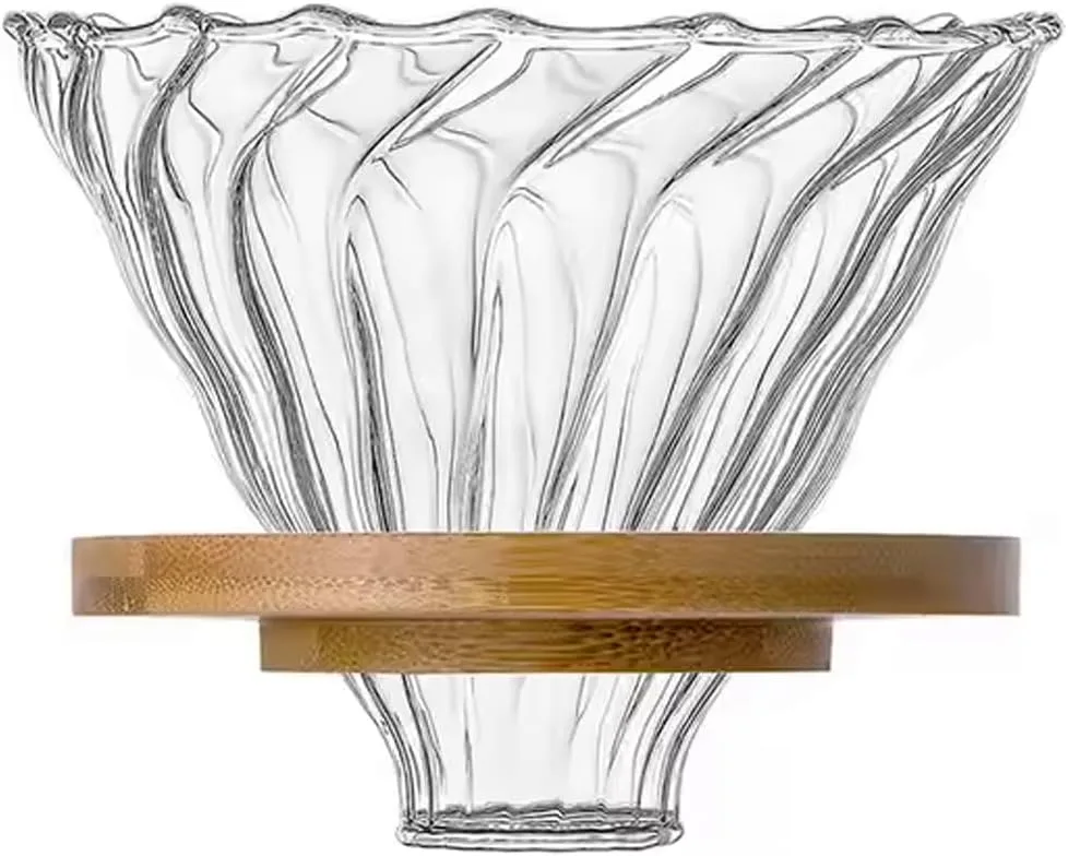 SHAR V60 Glass Dripper, Pour Over Coffee Maker, Reusable Filter Cone, Eco-Friendly, Suitable for Home or Office, Fits All Coffee Cups & Mugs, Clear, Modern, Manual, 1 Count
