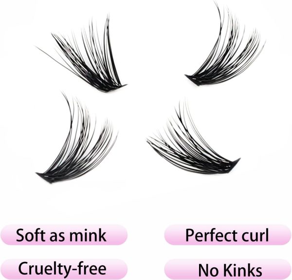 ⁦LAUBESS Cluster Lashes 240pcs 40D DIY Eyelash Extension D Curl Long Individual Lashes Mixed Tray Faux Mink Lash Clusters Extensions 0.07 0.10 Black (40D-0.07D-9-16mm)⁩ - الصورة ⁦3⁩