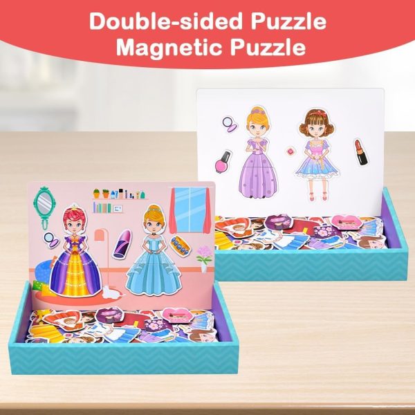 ⁦Azonee Princess Magnetic Dress-Up Play Set - Educational Puzzle Toy for Kids - Fine Motor Skills, Creativity, Imagination Learning Game for Ages 8+, Durable Dolls & Assorted Costumes⁩ - الصورة ⁦3⁩