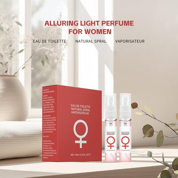 ⁦Alcohol-Free Women's Pheromone Fragrance Spray - Fresh Peach & Passion Fruit Scent, 5ml Twin Pack (10ml Total) - Light Eau de Toilette with Mimosa & Cedarwood Notes for Daily Wear⁩ - الصورة ⁦3⁩